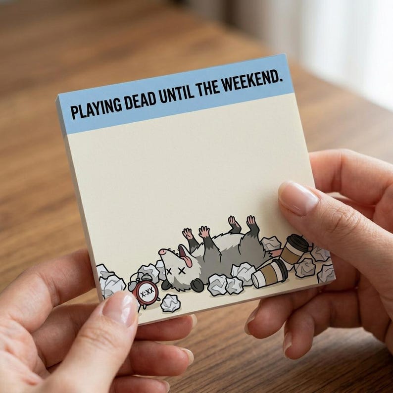 The "Relatable Opossum" Sticky Note Set (4-Pack) 🐾🗑️ | Funny Office Desk Accessories & Coworker Gag Gift