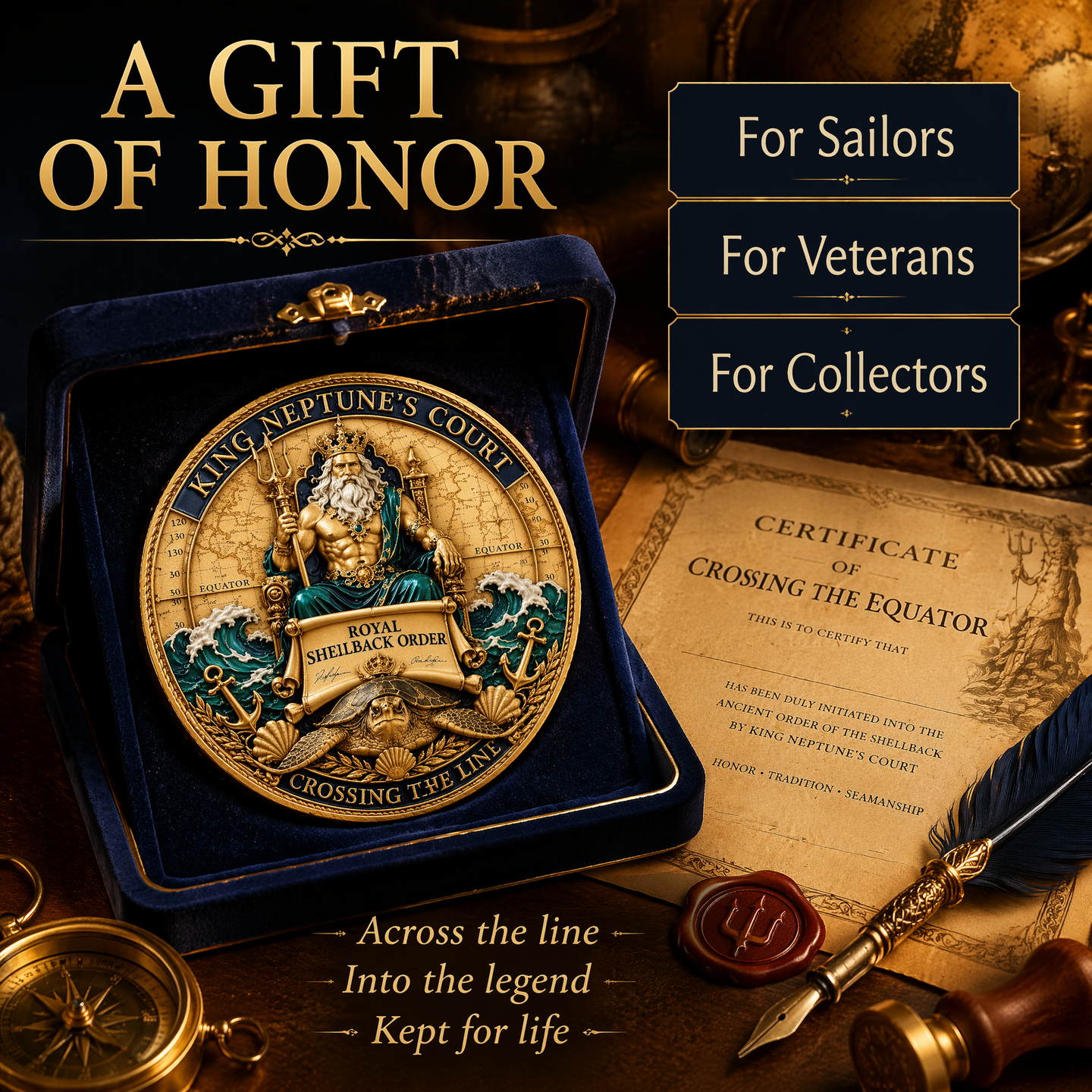 👑King Neptune’s Court – Crossing the Equator Commemorative Metal Medal