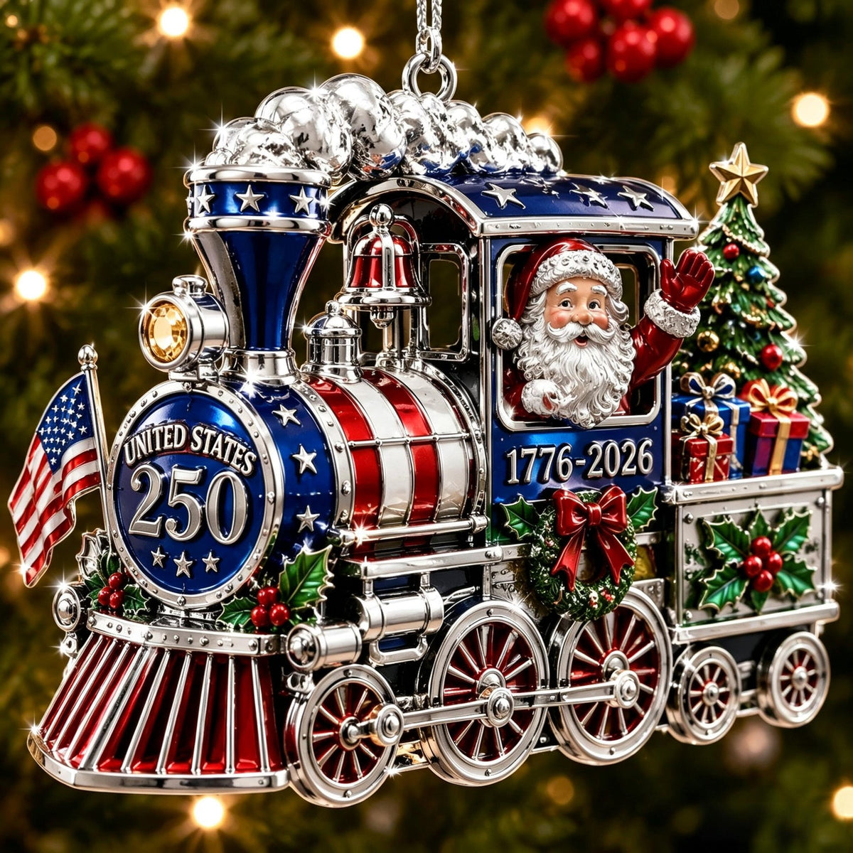 America 250th Anniversary Christmas Ornament