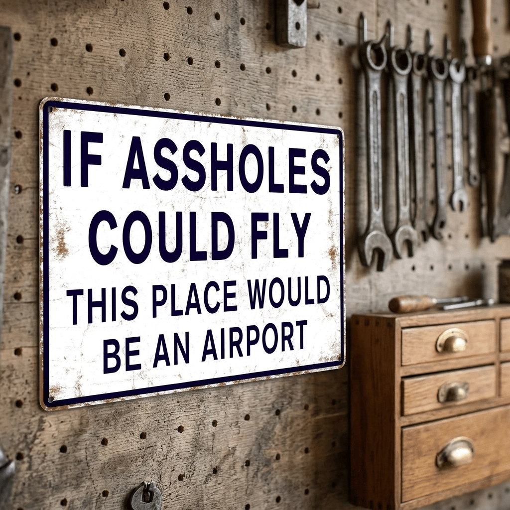 "If Assholes Could Fly" Vintage Metal Sign