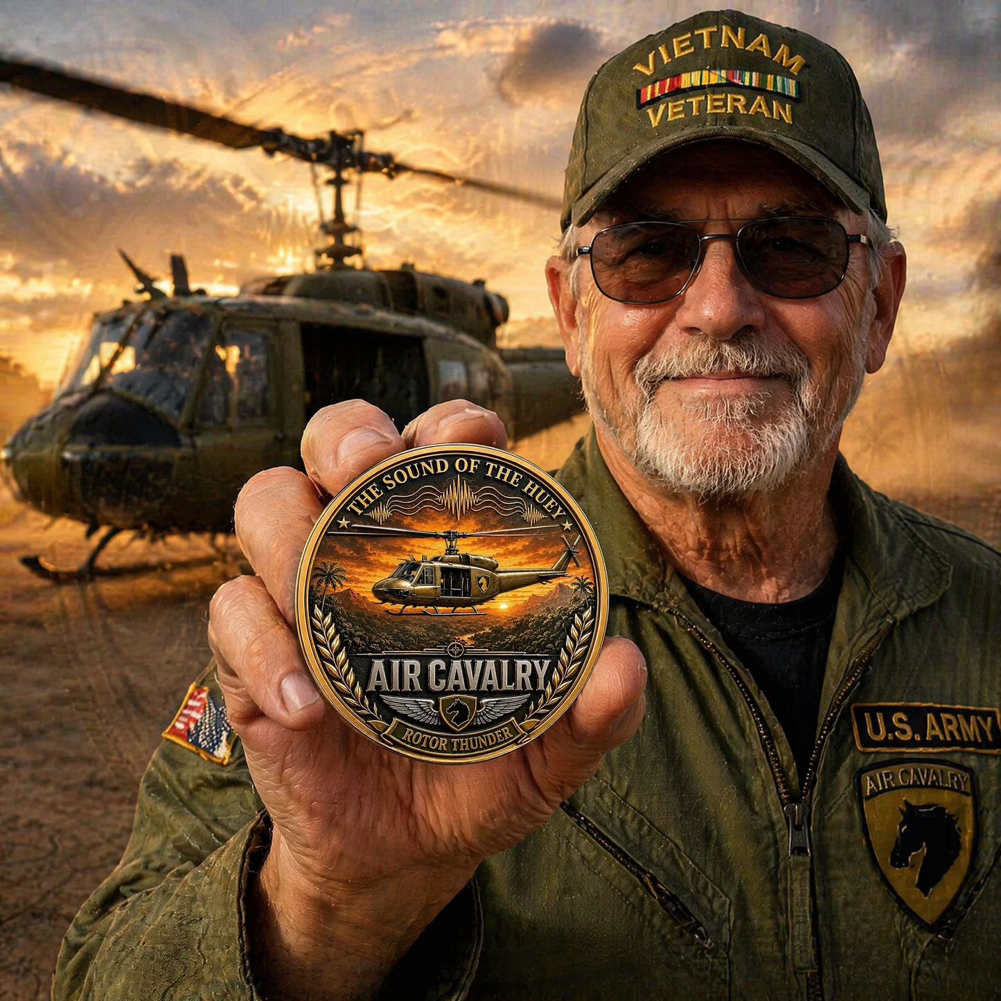 Air Cavalry Huey Helicopter Commemorative Metal Medal