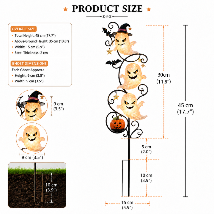π» Solar Halloween Little Ghost Garden Stake Light