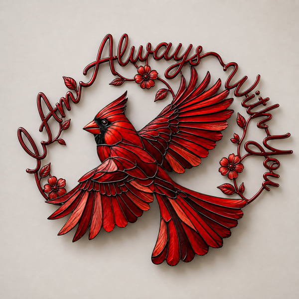 đŚCardinal Metal Wall Art - I Am Always With Youâ¤ď¸
