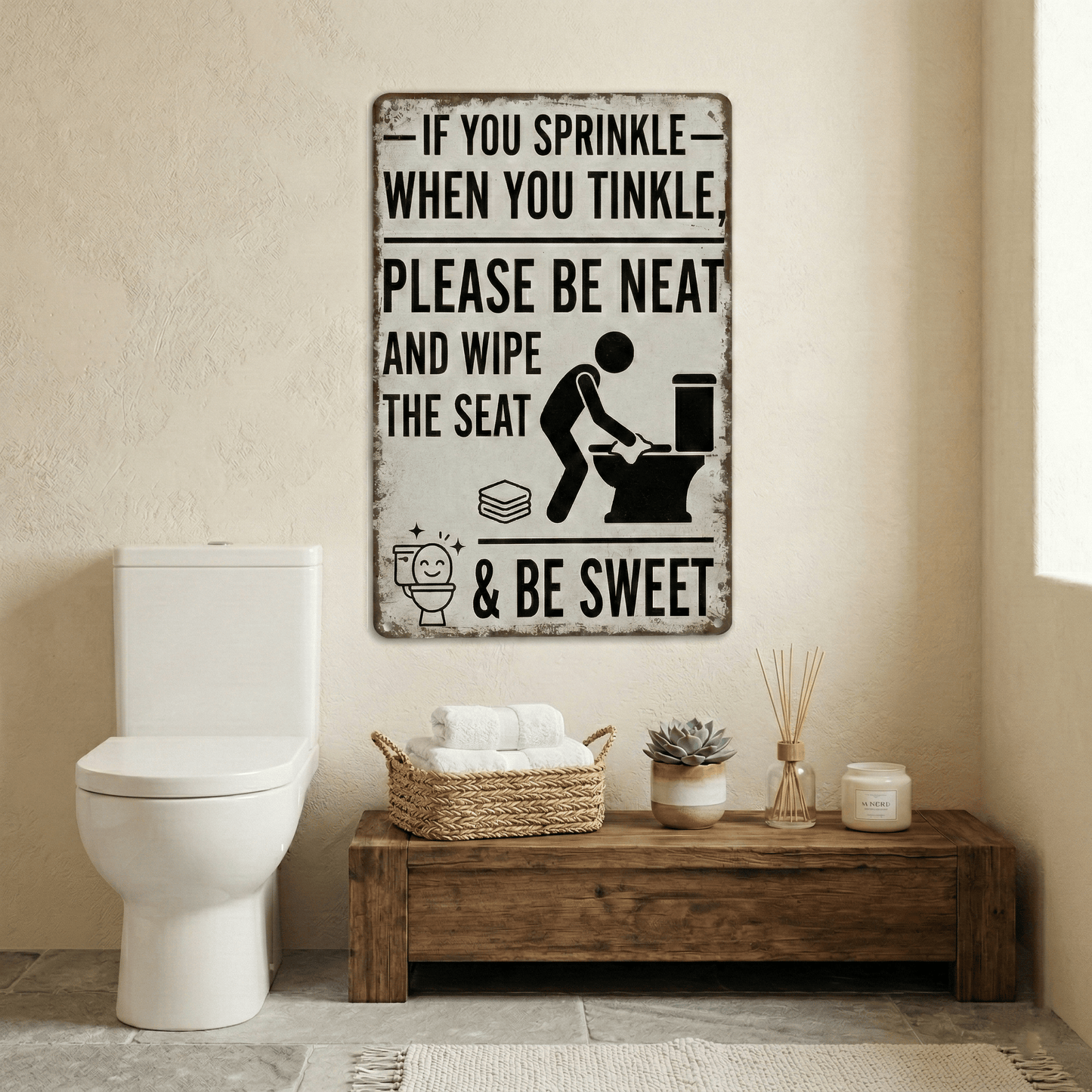 ✨HOT SALE 49% OFF📱🚫Humorous Bathroom Wooden Wall Sign🚽💩