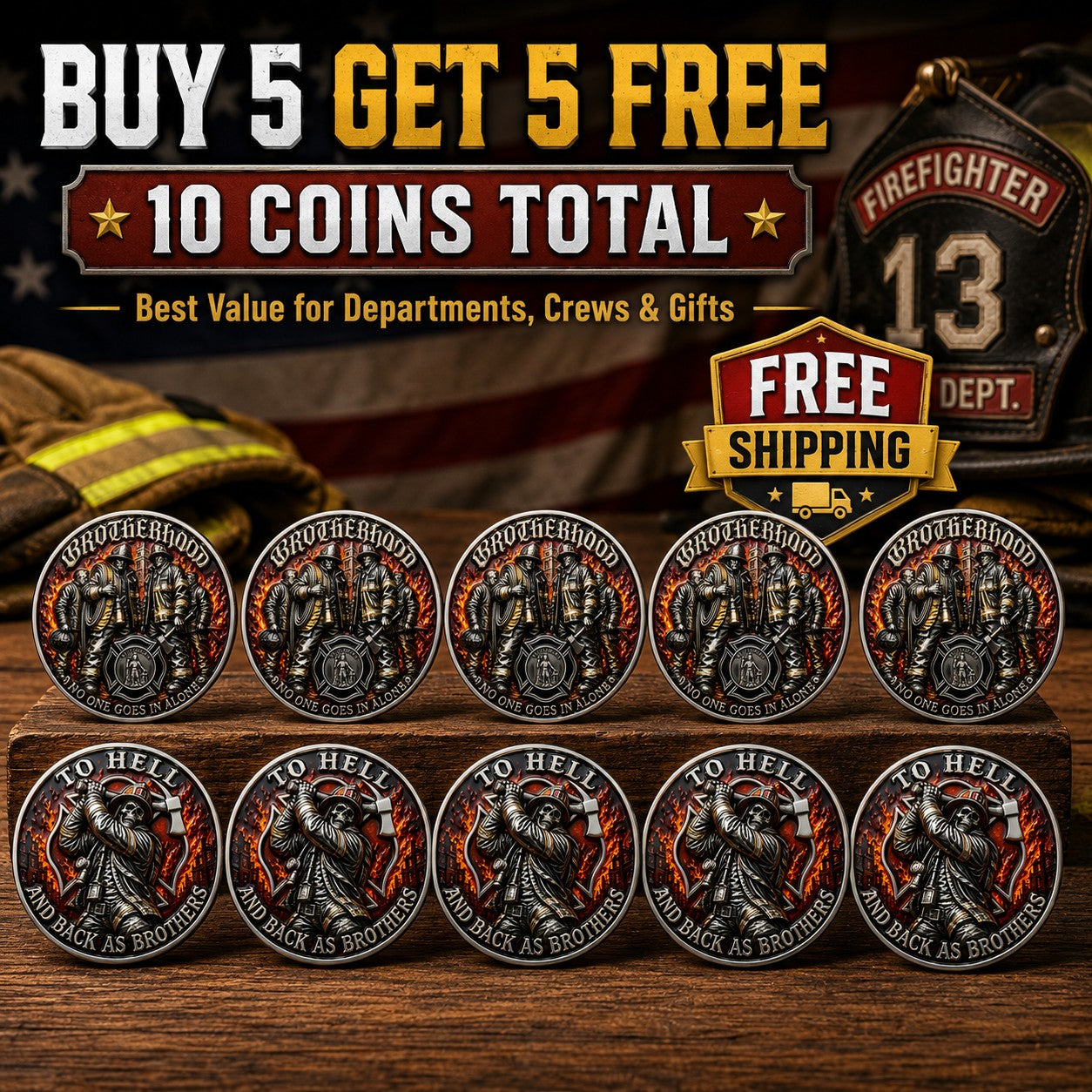 šLast Day Promo: 49% OFF Brotherhood Firefighter Challenge Coin