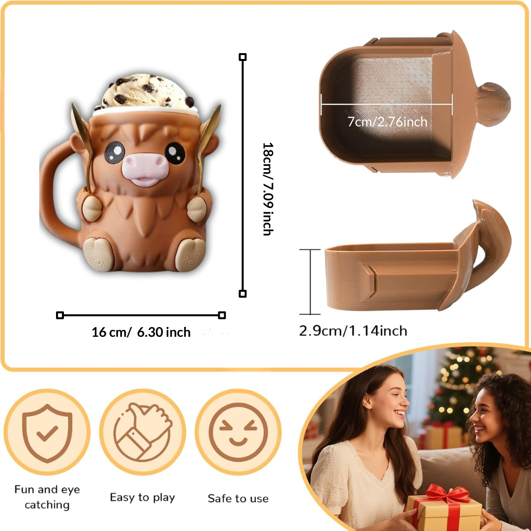 (🎁Last Day 60% OFF)🐮Ferdinand, the Highland Cow Ice Cream Pint Holder🍨🍦🍧