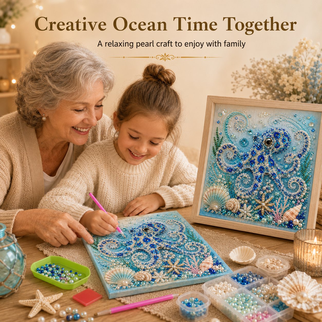 🔥Last Day 49% OFF - 🌊✨ Ocean Theme Pearl Art DIY Kit – Relaxing DIY Craft to Create Stunning Coastal Artwork