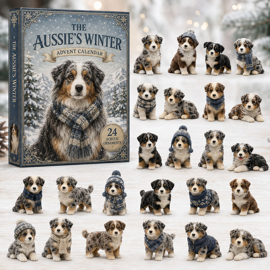 Winter Australian Shepherd Advent Calendar 2026 - 24-Day Festive Countdown