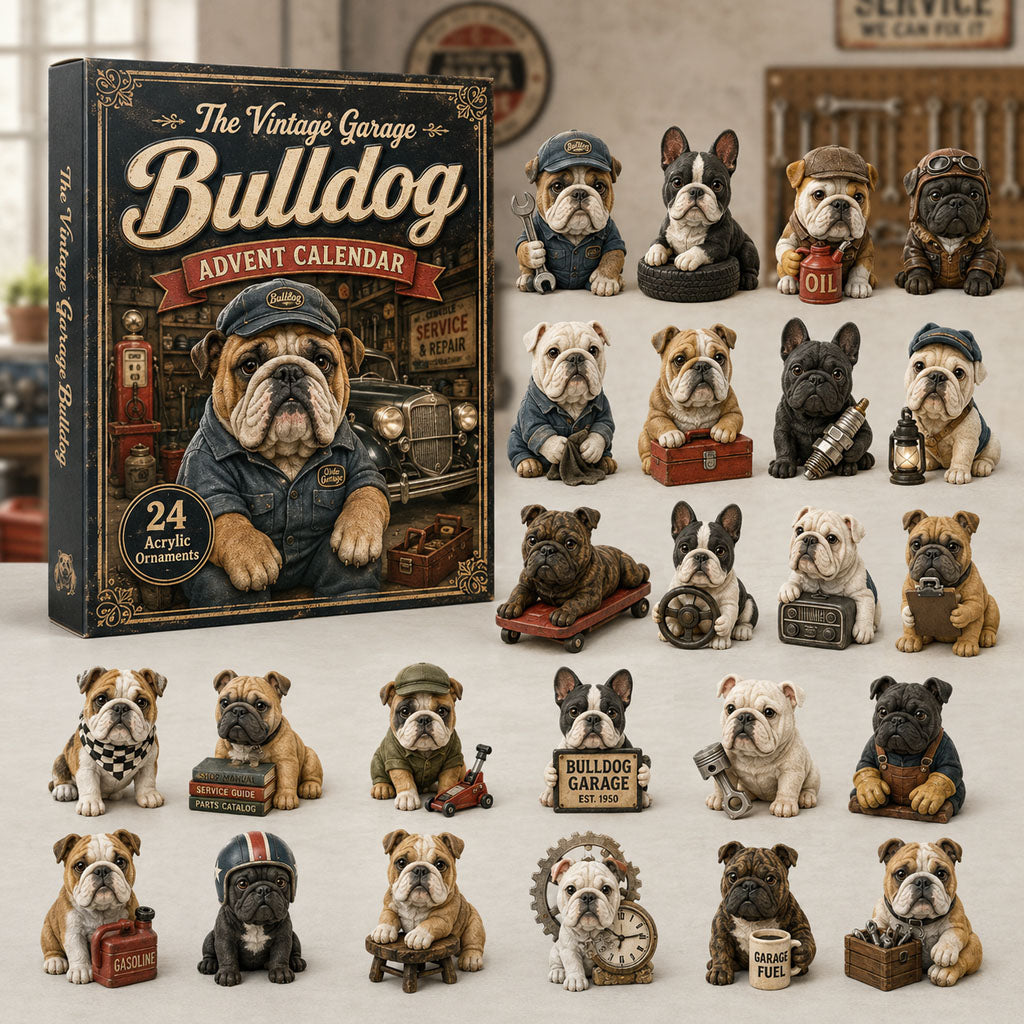 The Vintage Garage Bulldog Advent Calendar 2026 - 24-Day Festive Countdown