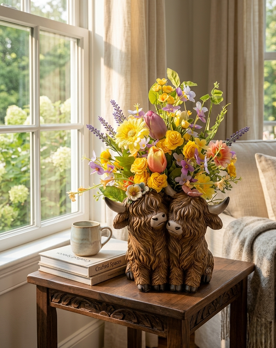 Highland Cow Planter: Rustic Charm Meets Farmhouse Joy