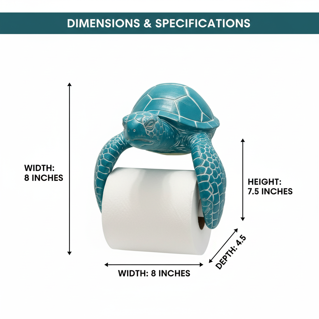 Coastal Ocean Sea Turtle Toilet Paper Holder | Wall-Mounted Bathroom Decor