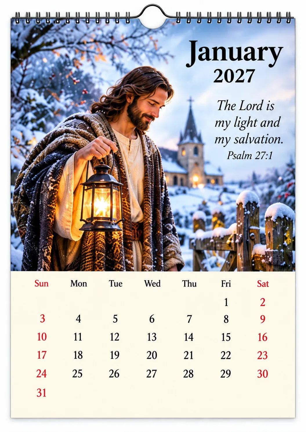 ✝️ 2027 Seasons of Faith Wall Calendar | 12 Months of Christian-Inspired Artwork, Peaceful Countryside Scenes & Shepherd Imagery for Home, Prayer Spaces & Meaningful Gifts 🌿