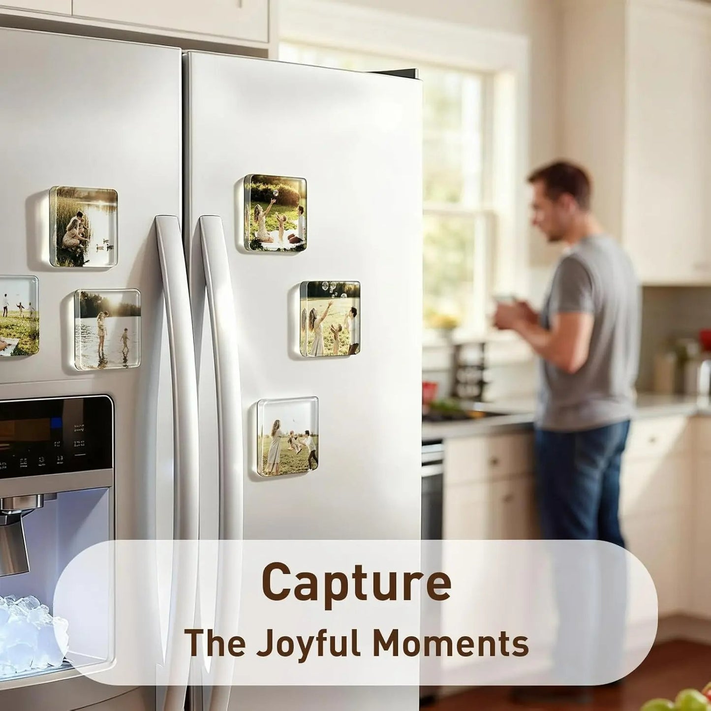✂🎞10 Pack Clear Acrylic DIY Fridge Magnets Set with Adhesive Backing – Square Magnetic Photo Frames💕
