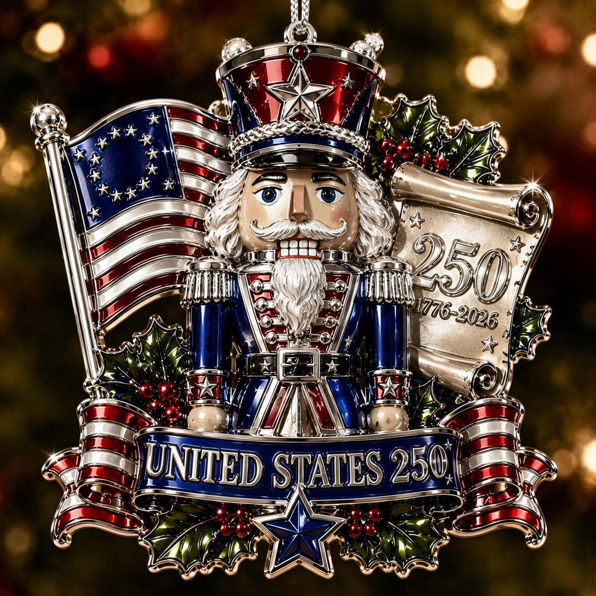 USA 250th Anniversary Christmas Ornament