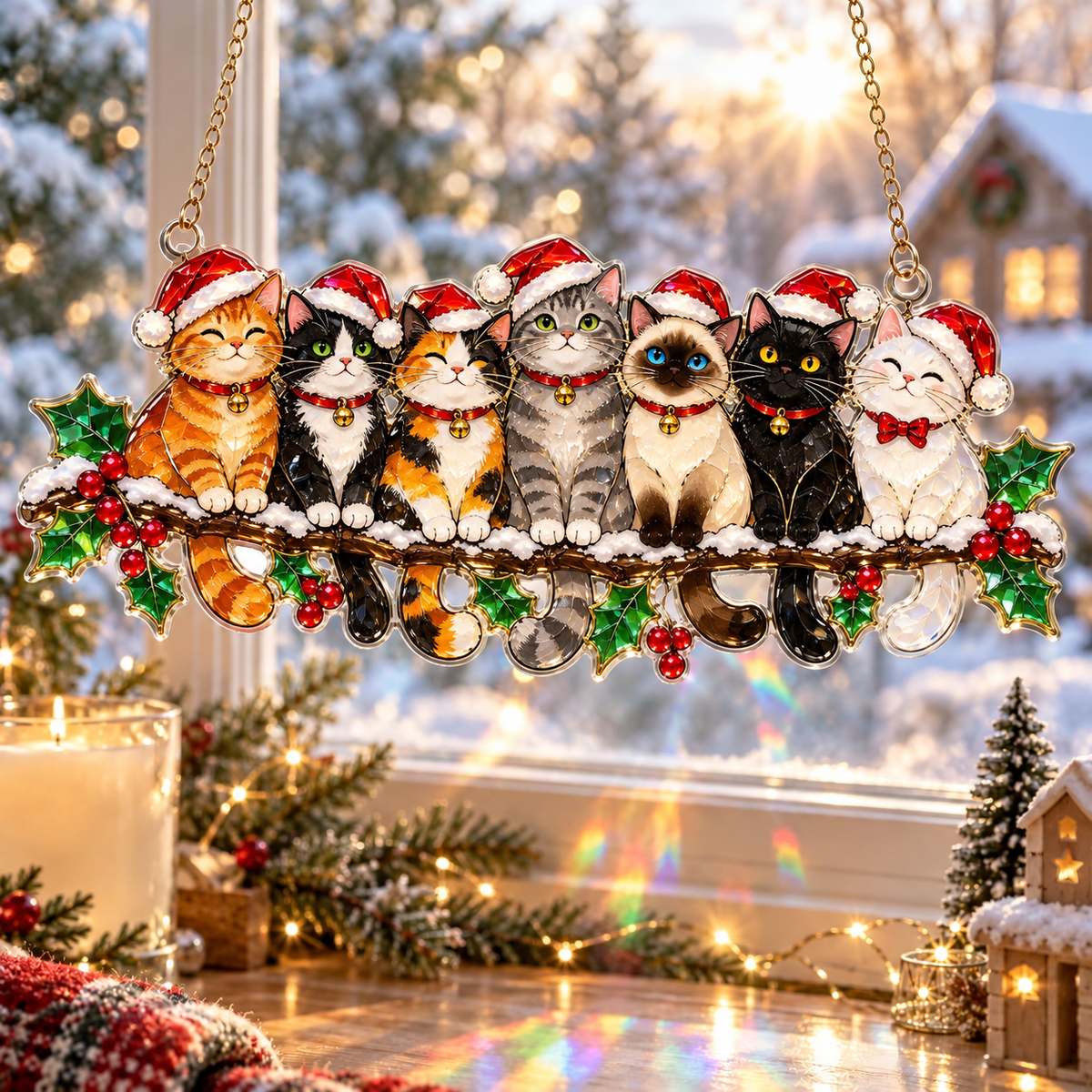 ✨ Whimsical Winter Suncatchers(11 types) | Shatterproof "Stained-Glass" Acrylic Window Hangings 🎄