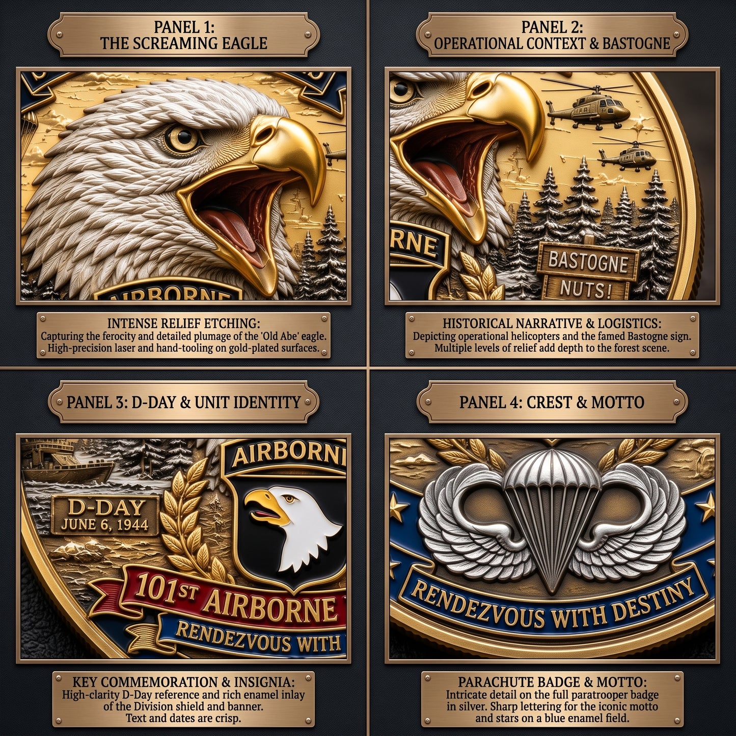 101st Airborne Division Commemorative Metal Medal