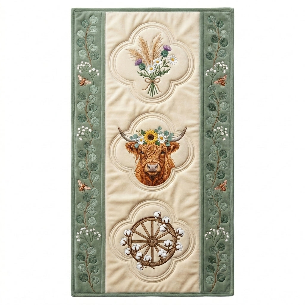 šThe Crowned Highland Cow Special Offer- Elegant Floral Premium Table Runner - Everyday Dining & Decor