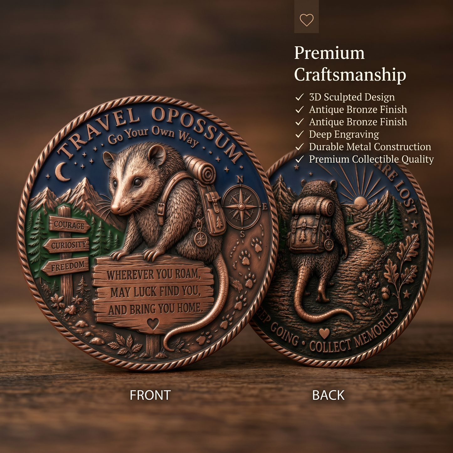 🧭 Travel Opossum Lucky Coin