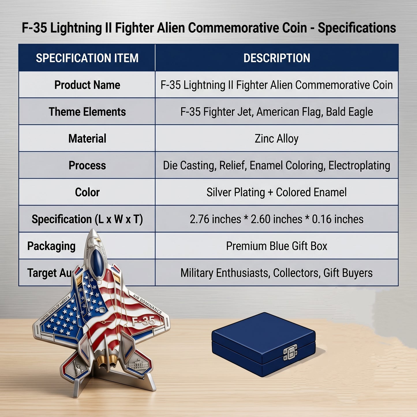 ✈️F-35 Lightning II Fighter Alien Commemorative Coin🔥,🌟 US Air Force Military Collection Commemorative Medal, 🌟Metal Relief Enamel Craft, Military Fans Gift🎁