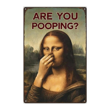 🚽 Mona Lisa Bathroom Metal Sign