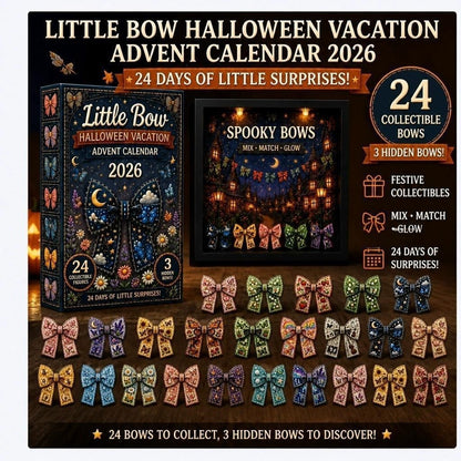 Little Bow Halloween Vacation 24-Day Advent Calendar (2026 Edition) | Spooky-Chic Collectible Bows with Glow-in-the-Dark Surprises