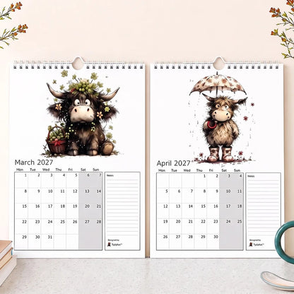 2027 Cute Highland Cow Wall Calendar 🐮 | Life Is Better With A Highland Cow ✨