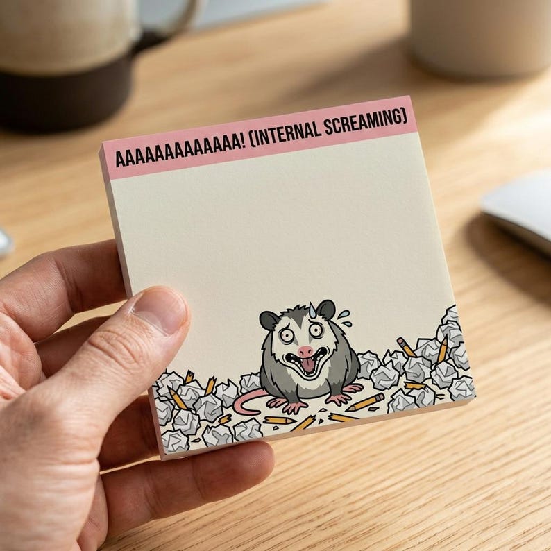 The "Relatable Opossum" Sticky Note Set (4-Pack) 🐾🗑️ | Funny Office Desk Accessories & Coworker Gag Gift