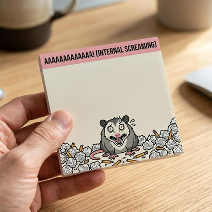 The "Relatable Opossum" Sticky Note Set (4-Pack) 🐾🗑️ | Funny Office Desk Accessories & Coworker Gag Gift