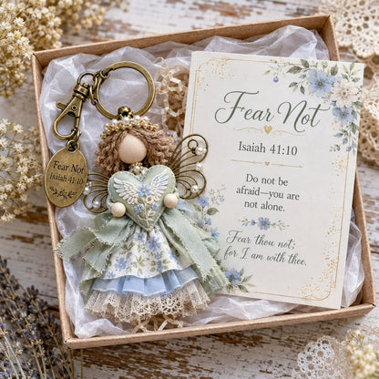 🔥Last Day 50% OFF -Faith Guardian Keychain Scripture Gift Set Collection | Layered Fabric Charm, Inspirational Scripture Card & Ready-to-Gift Box Included 💕