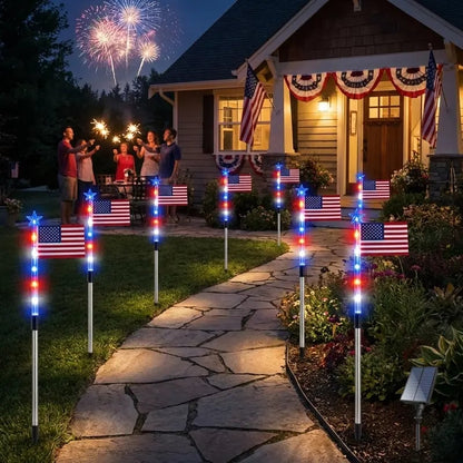 🔥Last Day 49% OFF - 🔥8 Solar American Flag Pathway Lights