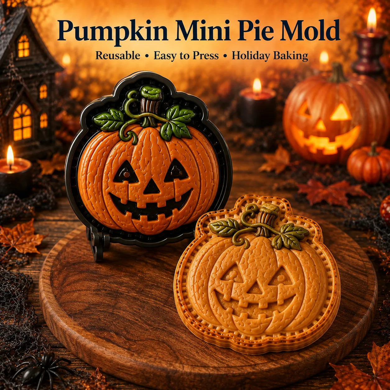 🎃 Halloween Mini Pie Mold Collection | Reusable Embossed Molds for Shaping Detailed Pumpkin, Ghost, Reindeer, Tree & Holiday Pies 🥧✨