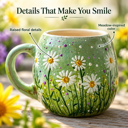 The "Morning Meadow" Daisy Ceramic Mug 🌼☕