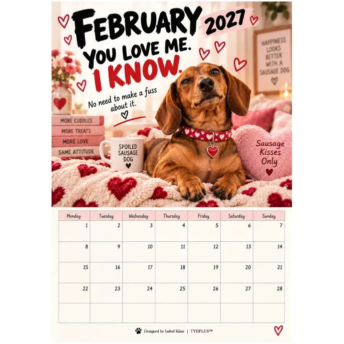 2027 Funny Dachshund Wall Calendar – Sarcastic Sausage Dog Calendar, Monthly Dog Lover Gift