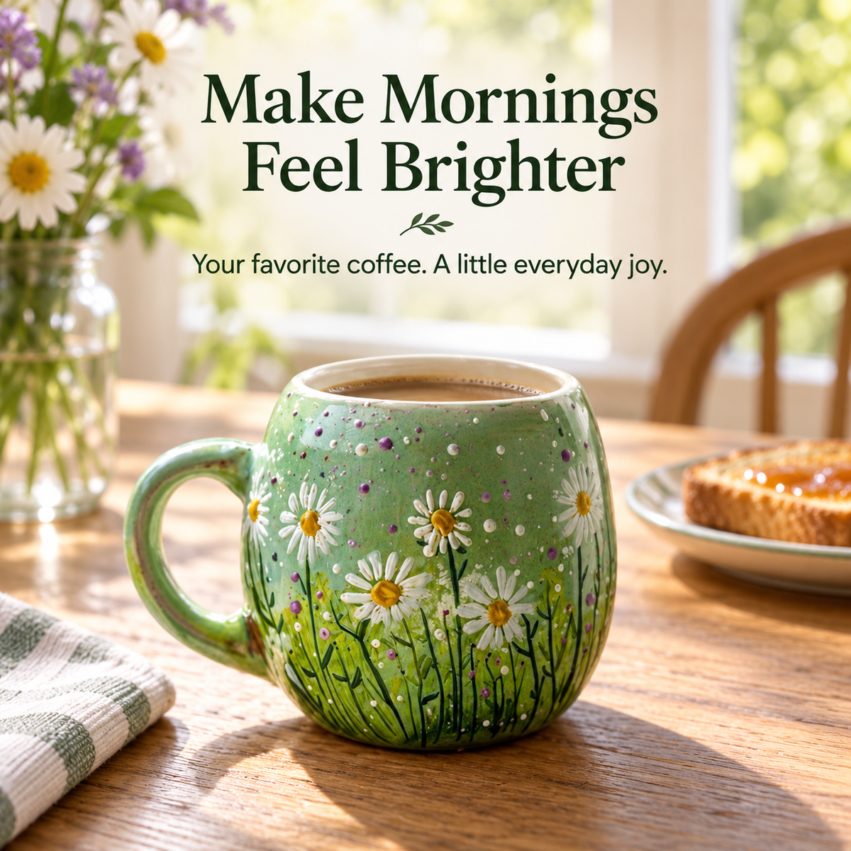 The "Morning Meadow" Daisy Ceramic Mug 🌼☕