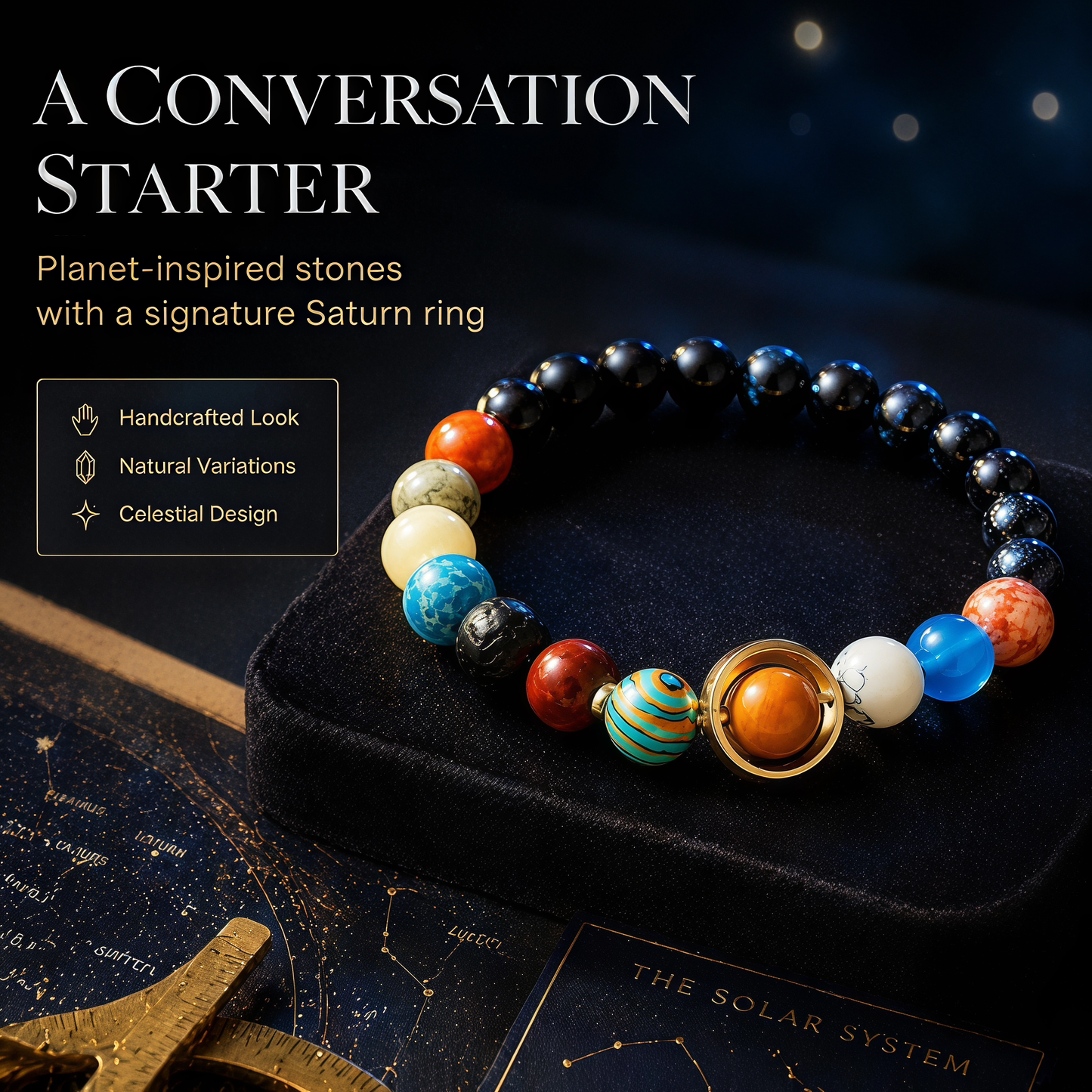 🌌The "Wear the Universe" Natural Stone Solar System Bracelet | Grounding Galaxy Jewelry