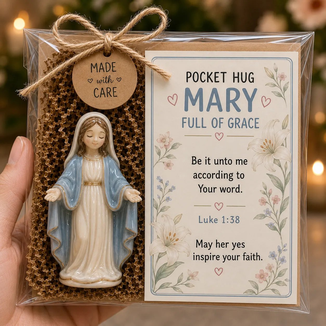 ✝️ Christian Pocket Blessing Keepsake Gift Set Collection | Devotional Figure, Scripture-Inspired Encouragement Card & Gift-Ready Packaging Included 🤍