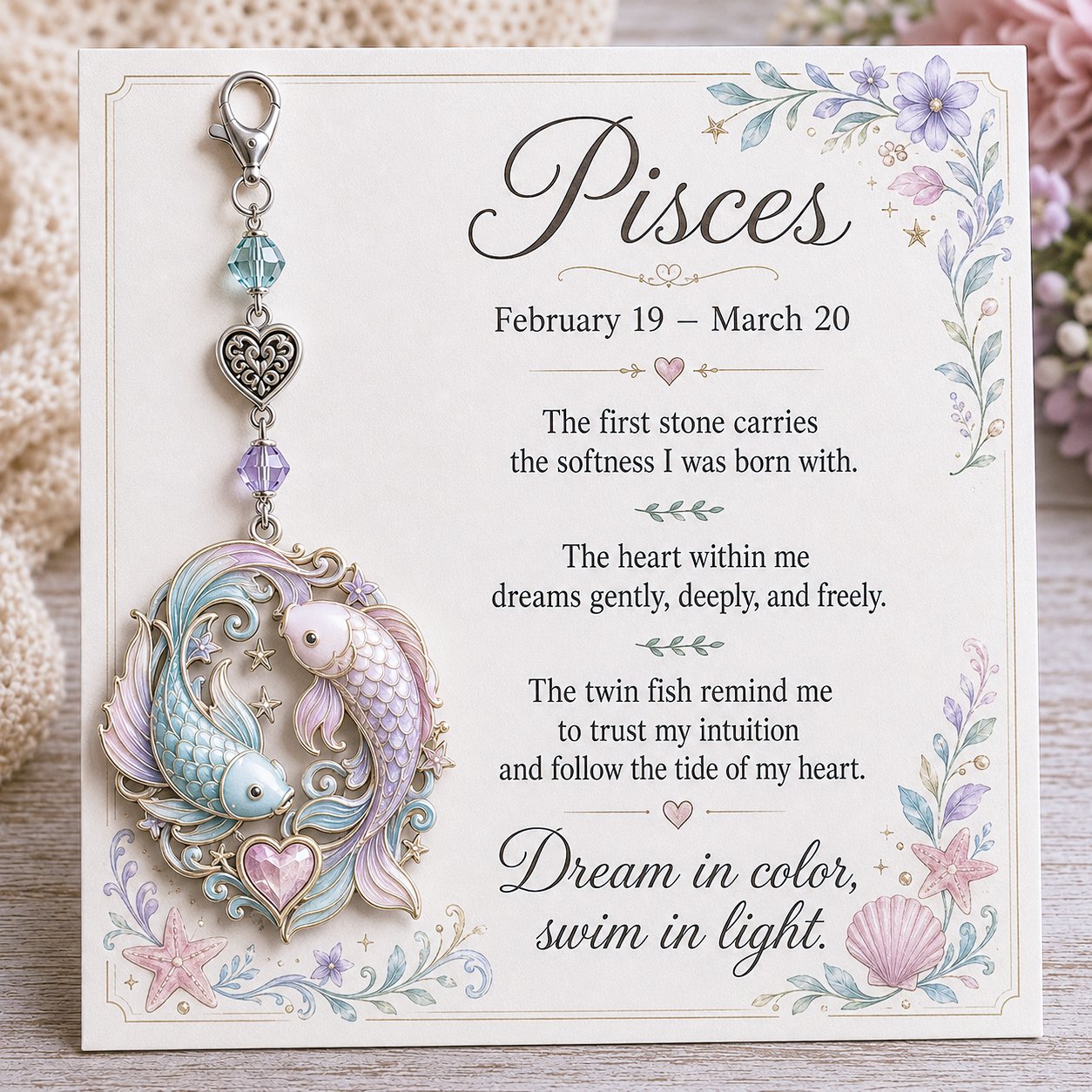 ✨  Commemorative keychains and cards featuring the birthstones of the 12 zodiac signs