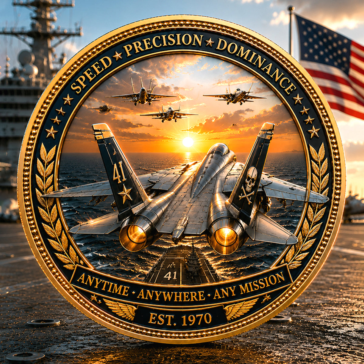 F-14 Tomcat Naval Aviation Premium Fighter Squadron Heritage Collectible Metal Medal