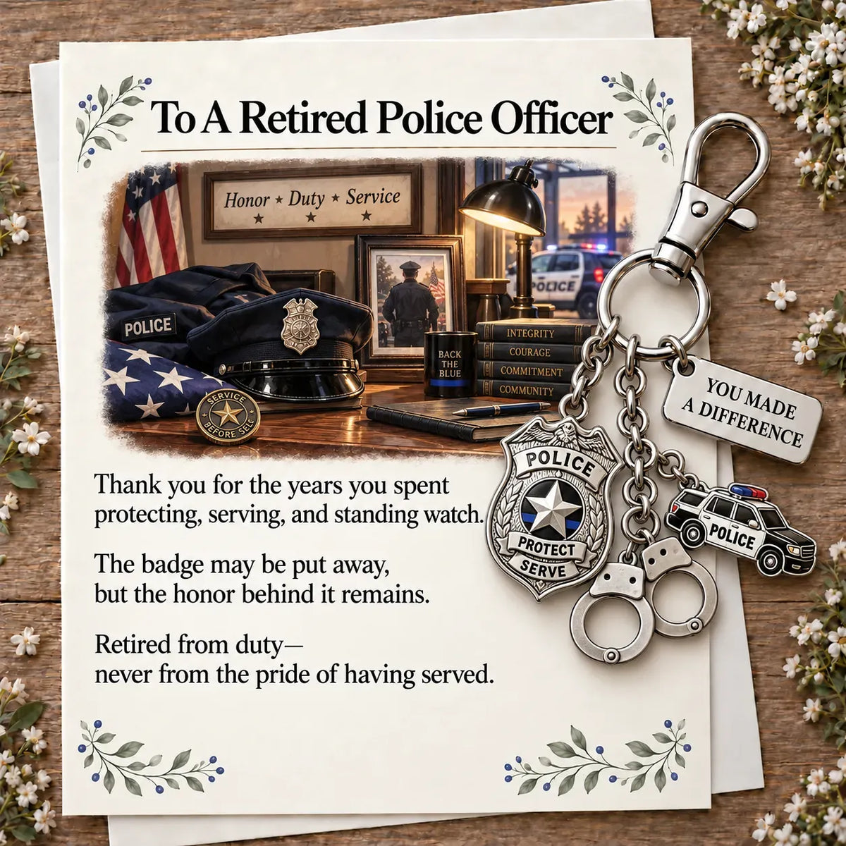 ✨ The "You Make a Difference" Retirement Appreciation Gift Set – Keychain & Greeting Card ✨