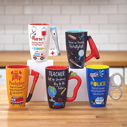 Unique Gift - Whimsical Occupational Mug – 20oz Premium Ceramic Hero Gift (Nurse, Teacher, Police, Firefighter, Hairstylist)
