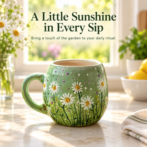The "Morning Meadow" Daisy Ceramic Mug 🌼☕