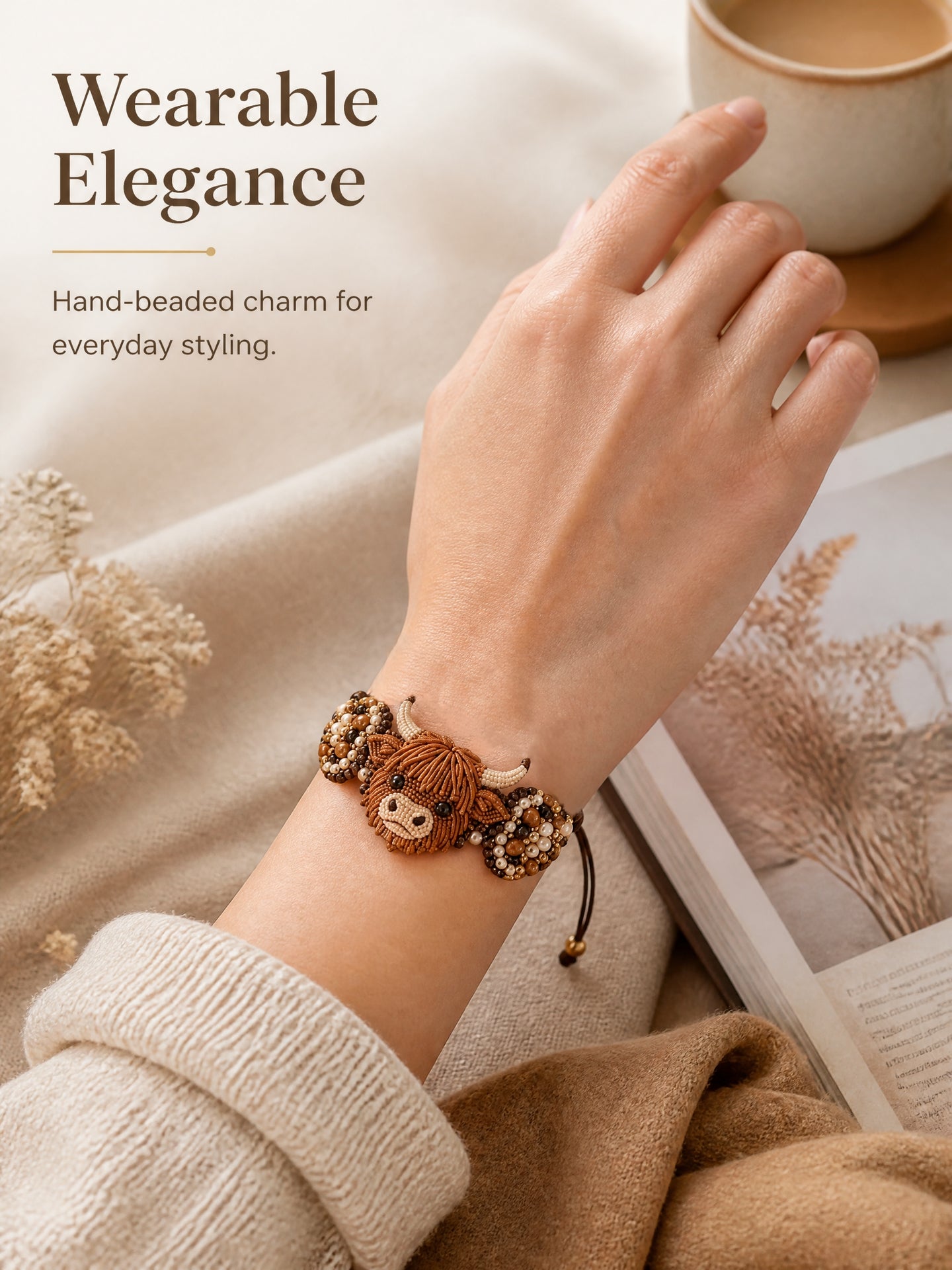 Artisan Handmade Spirit Animal Beaded Bracelet – Nature-Inspired Boho Macrame Jewelry for Women, Adjustable Fit