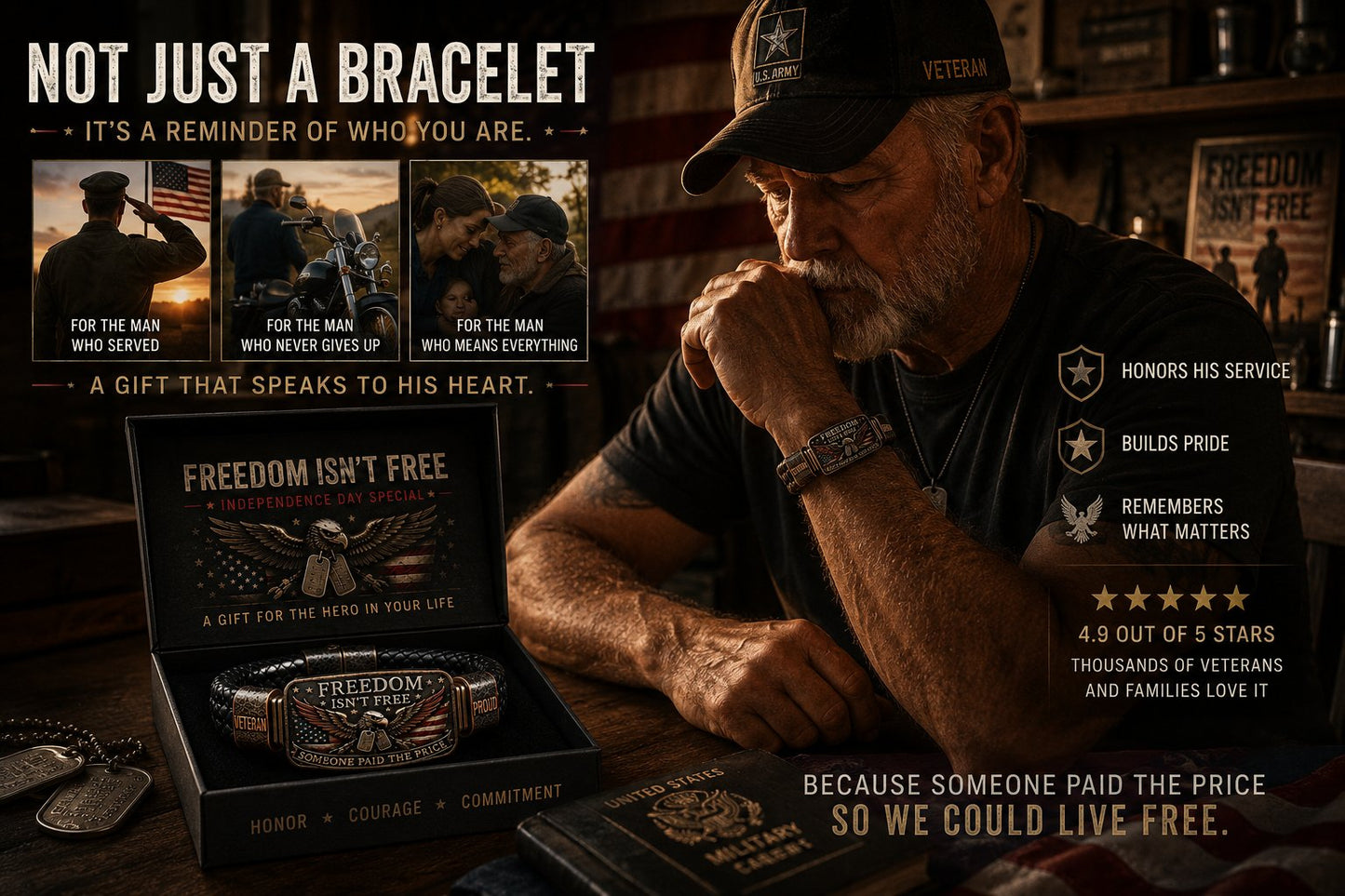 🏆Flash Sale⚡ 5K+ SOLD! usFREEDOM ISN’T FREE – Veteran Tribute Bracelet