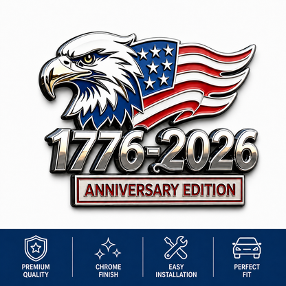 🦅1776–2026 American 250th Anniversary Eagle & Flag Metal Car Emblem