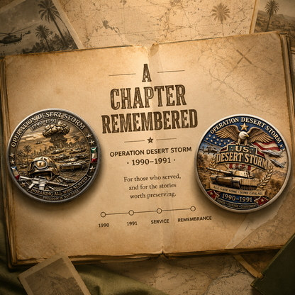 Desert Storm Veteran Commemorative Challenge Coin | 1990-1991 Gulf War Military Tribute Gift