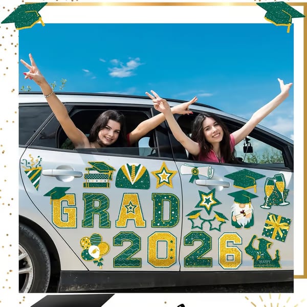🎓 2026 Grad Car Magnets 🧲 – 30-Piece Set for Celebration Decor (Cars, Fridges & More)