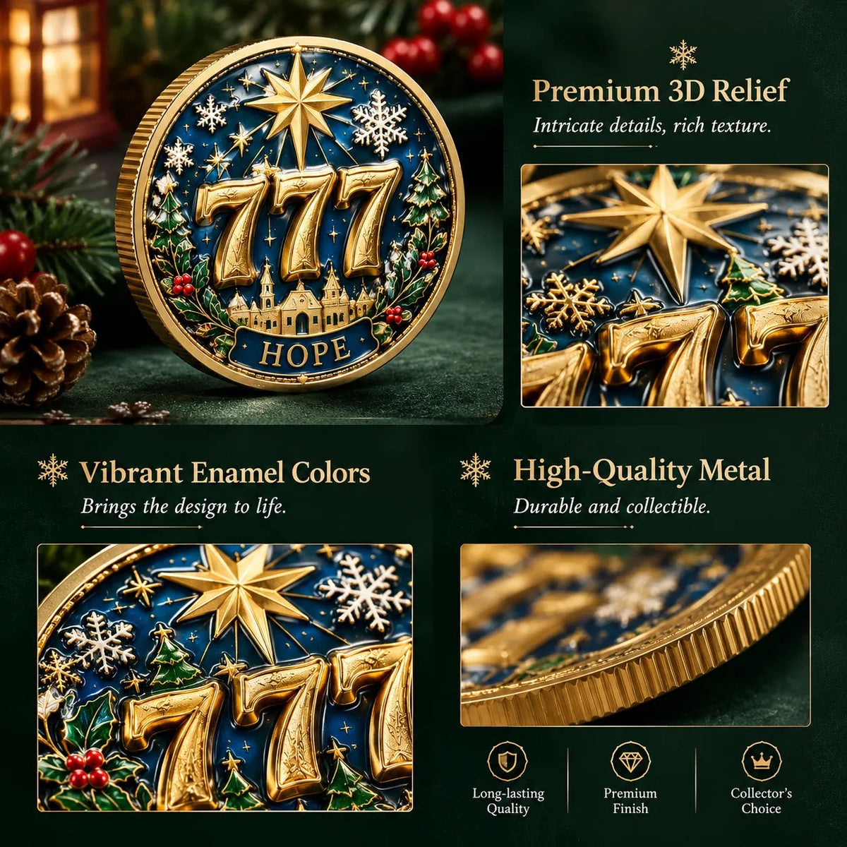 🎄✨ Lucky 777 Christmas Blessing Coin — Holiday Collectible Keepsake 🎁