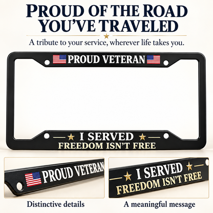 Veteran Metal License Plate Frame | Built for Those Who Served — And Those Who Never Forgot.
