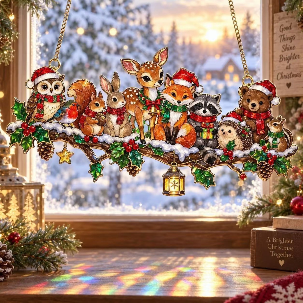 ✨ Whimsical Winter Suncatchers(11 types) | Shatterproof "Stained-Glass" Acrylic Window Hangings 🎄