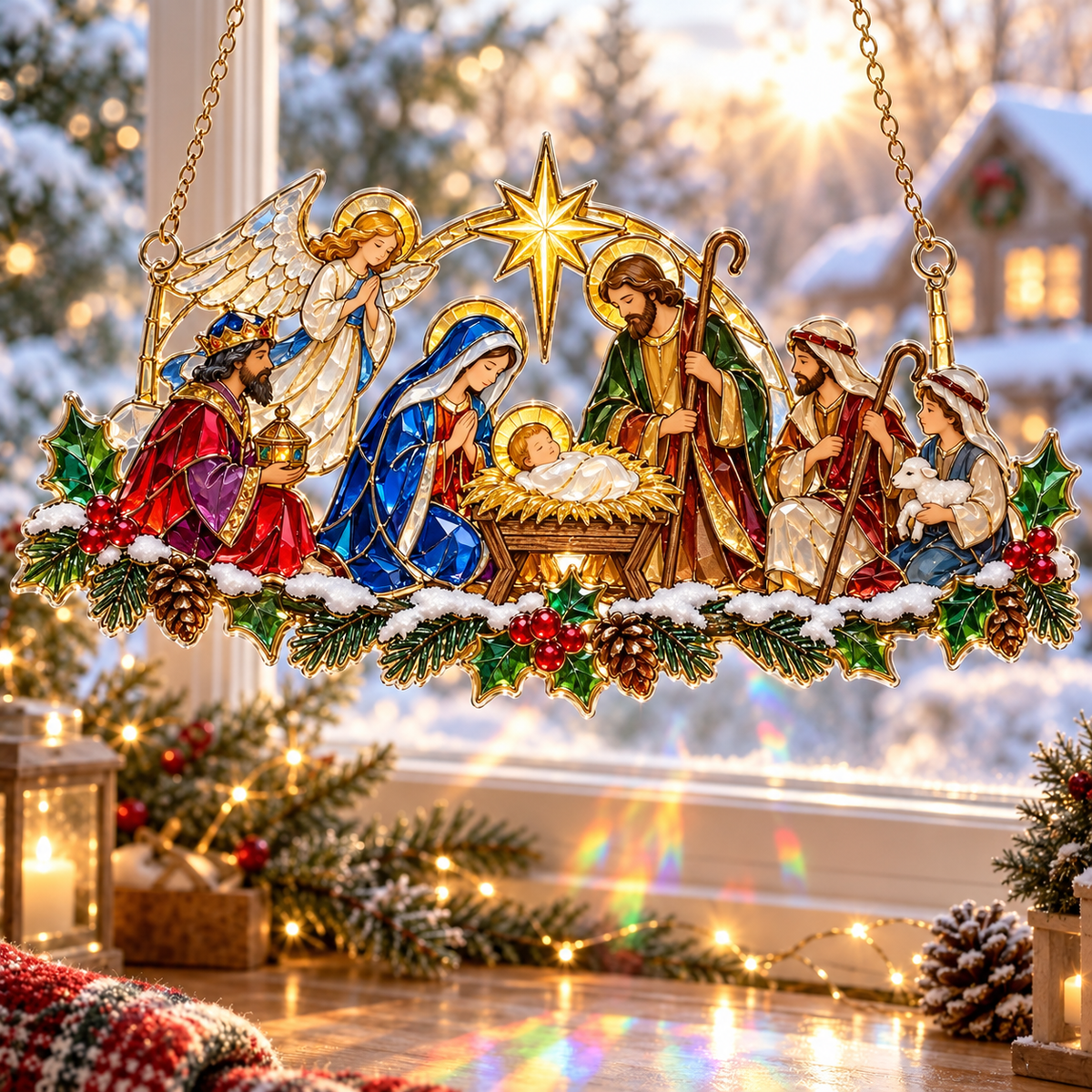 ✨ Whimsical Winter Suncatchers(11 types) | Shatterproof "Stained-Glass" Acrylic Window Hangings 🎄